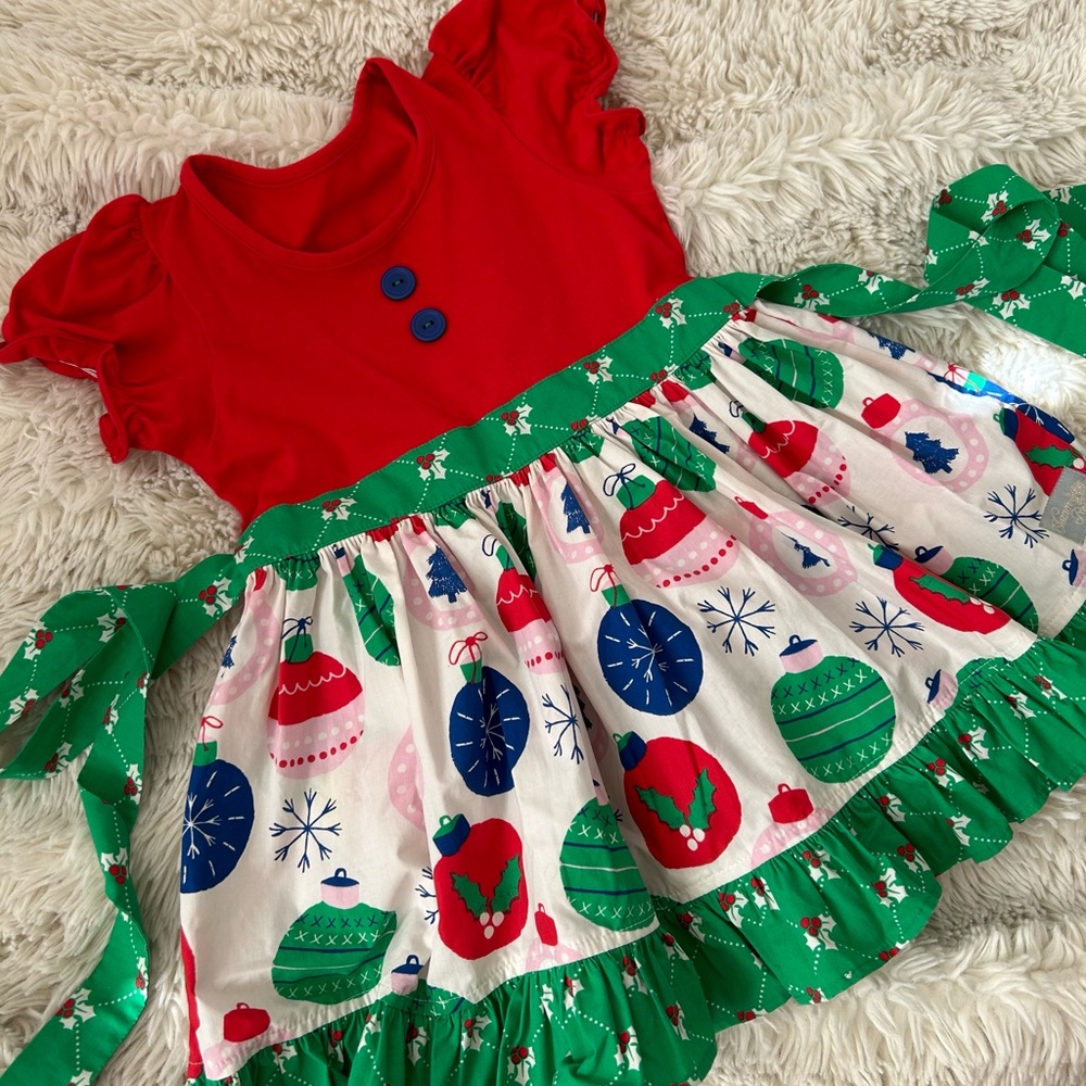 Eleanor Rose Red and Green Festive Kids Top